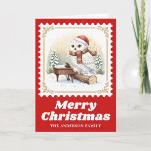 Uggla Piano Retro Postage Frimärke julmusik Helgkort