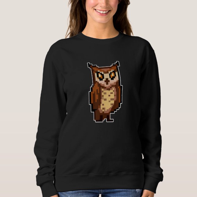 Uggla Pixel Retro Gaming Stil T Shirt (Framsida)
