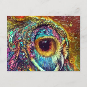 Uggla Porträtt Fractal Watercolor Vykort