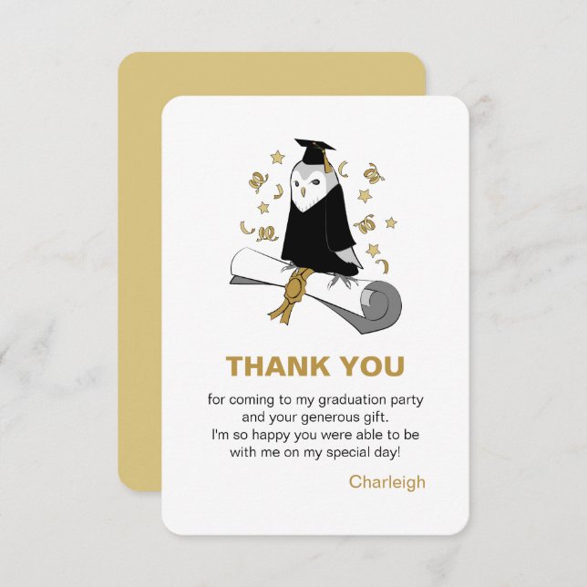 Uggla Preschool / Kindergarten Studenten Tack (Fram/baksida)