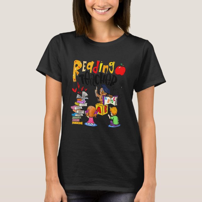 Uggla Print Reading Teacher Back to school Boys Gi T Shirt (Framsida)