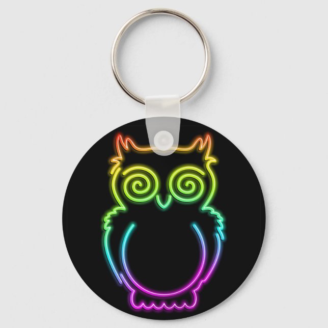 Uggla Psychedelic Neon Light Keychain Nyckelring (Framsida)
