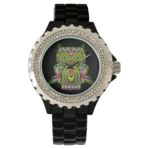 Uggla Psychedelic-pop Art-klocka Armbandsur