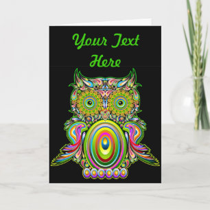 Uggla Psychedelic Popart-hälsningskort Kort
