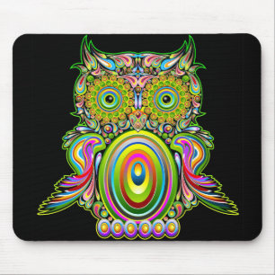Uggla Psychedelic Popart Mousepad Musmatta