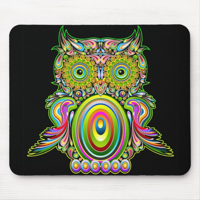 Uggla Psychedelic Popart Mousepad Musmatta (Framsidan)