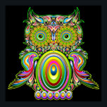 Uggla Psychedelic Popart Poster<br><div class="desc">Psykedelisk och Hypnoc Decorative Pop Art Design Uggla</div>