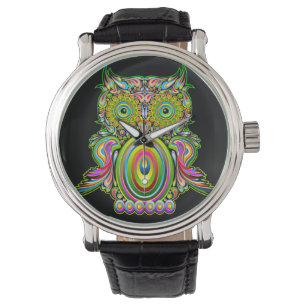 Uggla Psychedelic Popart Tapestry Magnet Flaska Op Armbandsur