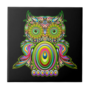 Uggla Psychedelic Popart Tapestry Magnet Flaska Op Kakelplatta