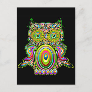 Uggla Psychedelic Popart-vykort Vykort