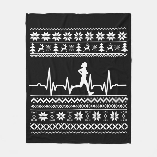 Uggla pulsslag i julgossarna som kör springa fleecefilt (Framsidan)