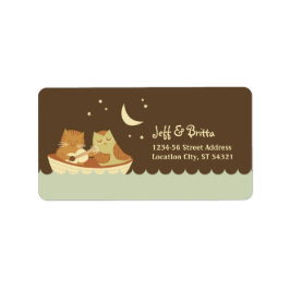 Uggla & Pussycat Storybook Bröllop (Blue and Brown Adressetikett