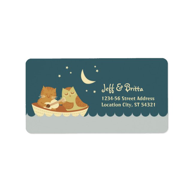 Uggla & Pussycat Storybook Bröllop (Sea Blue) Adressetikett (Framsidan)