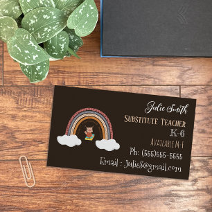Uggla Rainbow Sub Teacher Standard Affärskort Visitkort