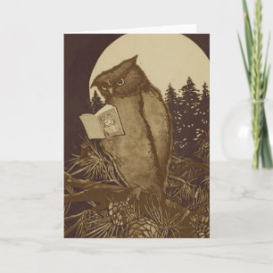 Uggla Reading by Moonlight Kort