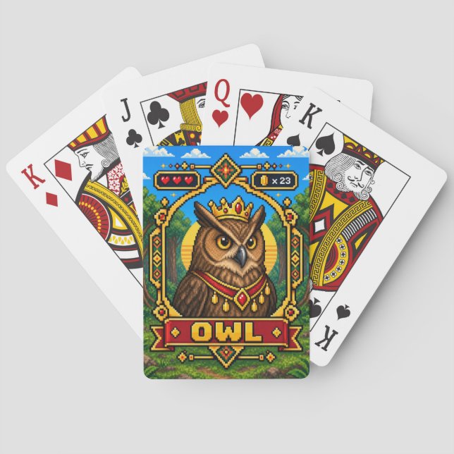 Uggla Retro 8-Bit Pixel Art Casinokort (Baksidan)