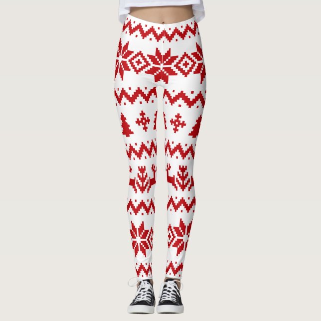 Uggla röda julklappar leggings (Framsida)