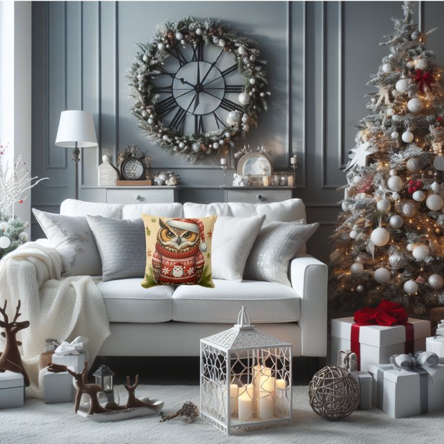 Uggla roligt jul kudde (Christmas throw pillow fun.)