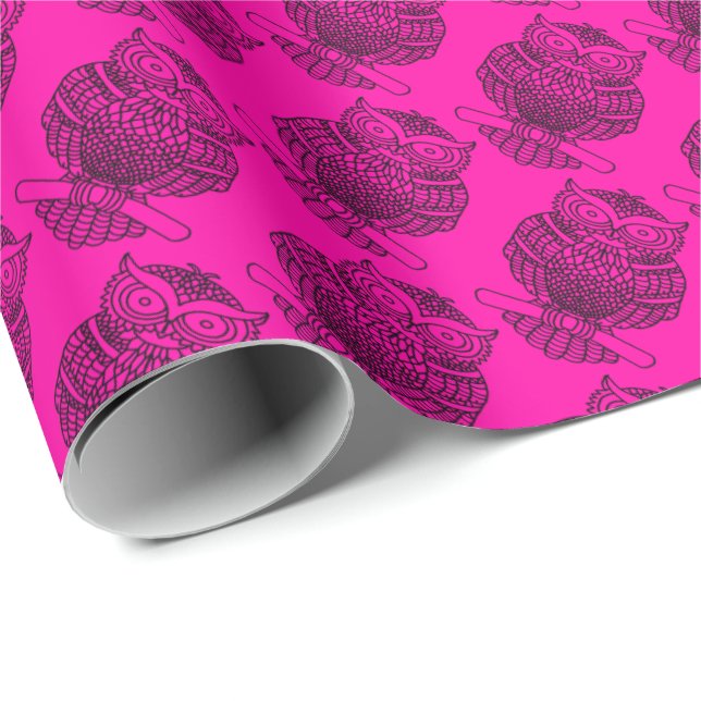 Uggla (rosa) - Presentpapper (Rullad Hörn)