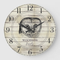 Uggla Rustic Light Wood Family Namn Large Clock