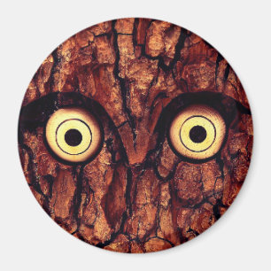 Uggla rustic Träd bark (brun) Magnet