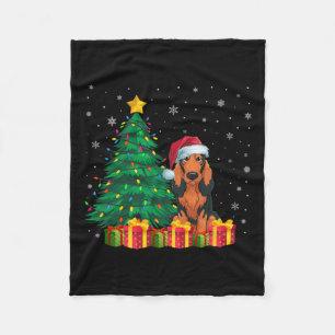 Uggla Santa Hat jul Ljus Hund Kärlek Fleecefilt