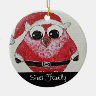 uggla santa julgransprydnad keramik