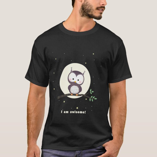 Uggla Shirt I är Owlsome Fantastisk Horned Ugglor T (Framsida)