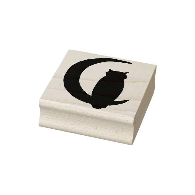 Uggla sitta om måne silhuette art frimärke stämpel (Stämpel)