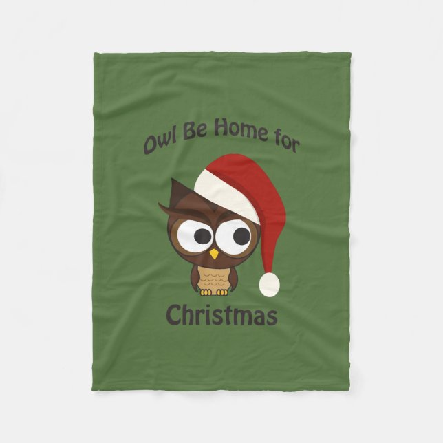 Uggla ska vara hemma till jul! fleecefilt (Framsidan)