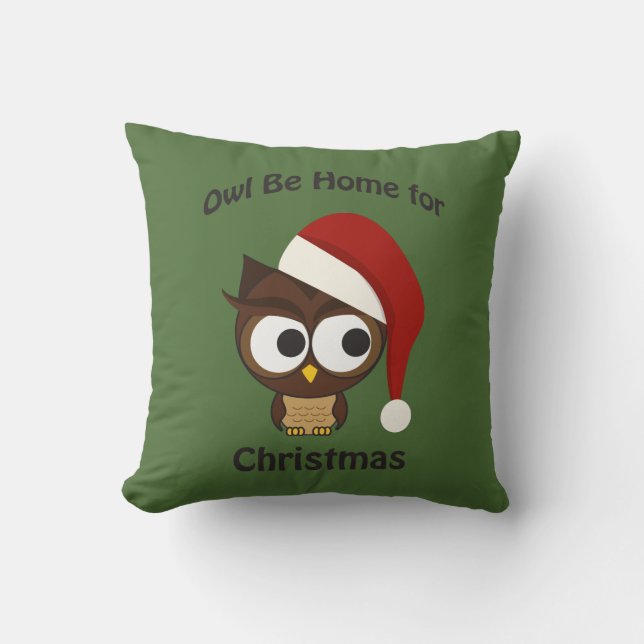 Uggla ska vara hemma till jul! kudde (Framsida)