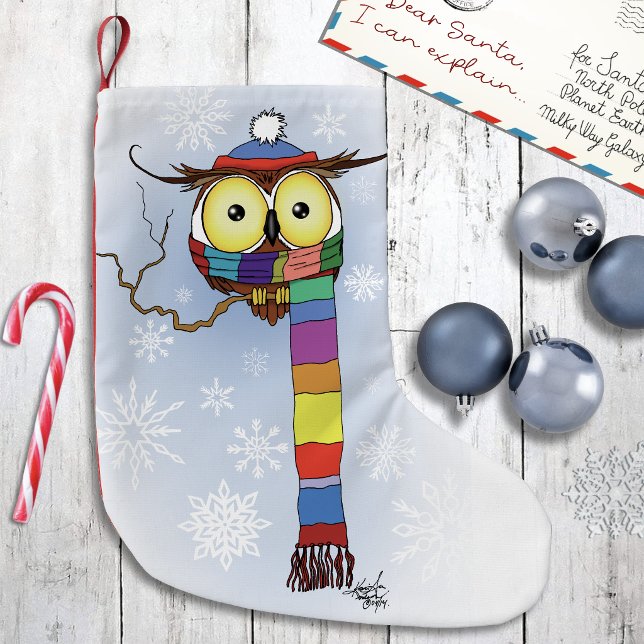 Uggla Snöflingor Scarf Hat Cute Liten Julstrumpa (Skapare uppladdad)