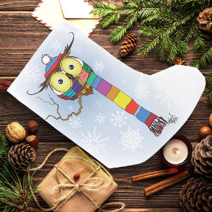 Uggla Snöflingor Scarf Hat Cute Liten Julstrumpa