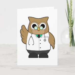 Uggla som doktor med stetoskop kort