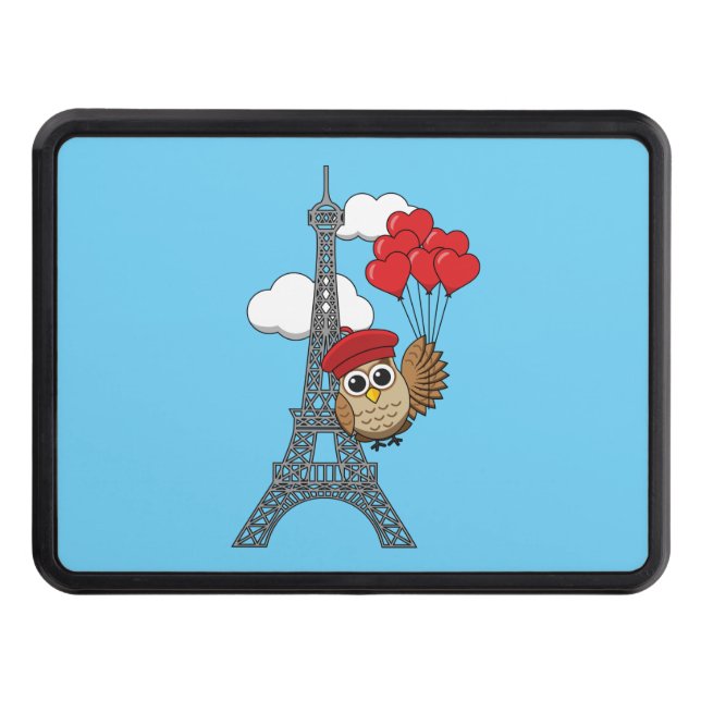 Uggla som flyger med hjärtballonger i Paris Dragkroksskydd (Framsidan)