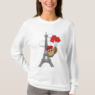 Uggla som flyger med hjärtballonger i Paris T Shirt