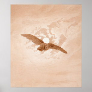 Uggla som flyger mot en mardröm i Himlar Poster