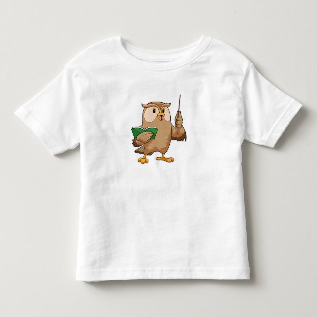 Uggla som lärare med Bok och pekare T Shirt (Framsida)