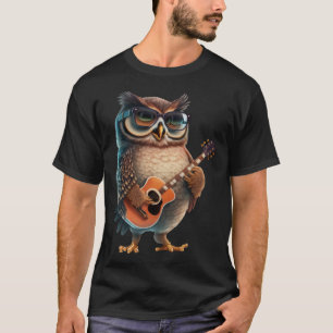 Uggla som spelar upp el Guitar Animal Uggla Guitar T Shirt
