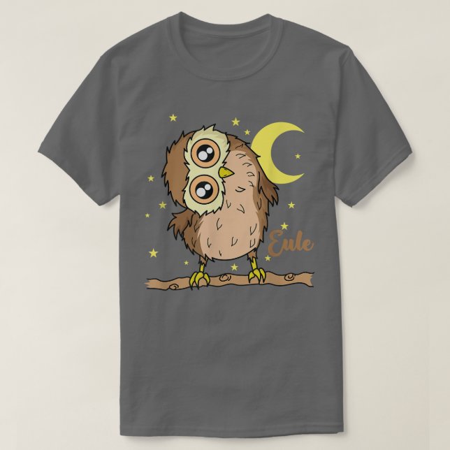 Uggla sovtyp Nattaktiv Måne med stjärnor T Shirt (Design framsida)