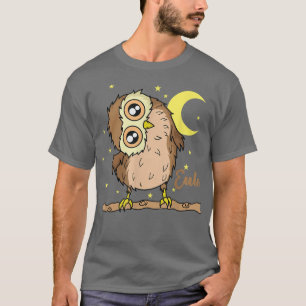 Uggla sovtyp Nattaktiv Måne med stjärnor T Shirt