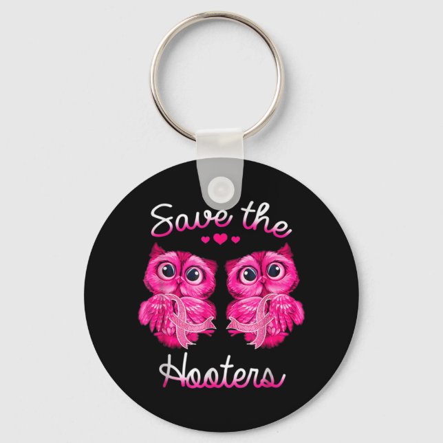 Uggla Spara A Hooters Rosa Ribbon Breast Cancer Gi Nyckelring (Framsida)
