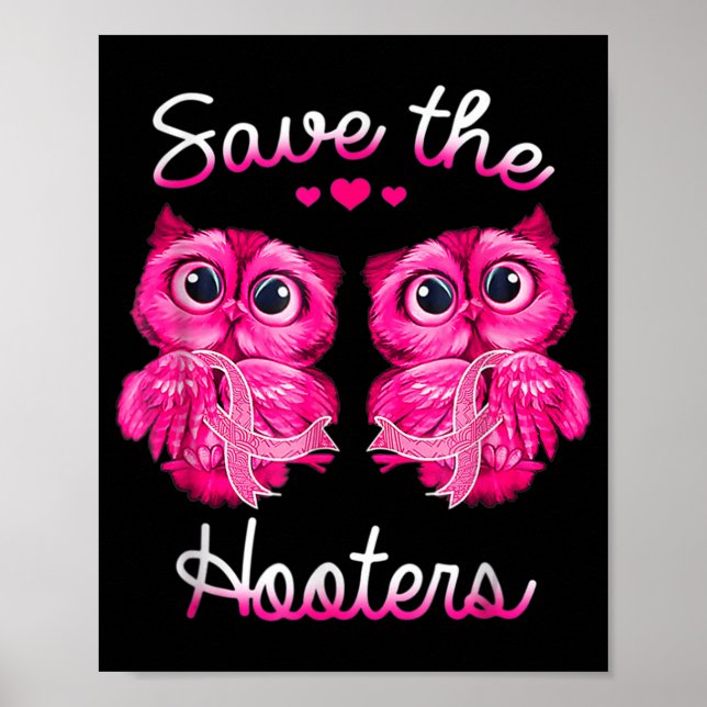 Uggla Spara A Hooters Rosa Ribbon Breast Cancer Gi Poster (Framsidan)