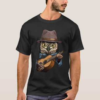 Uggla spelar akustisk gitarrspelare uggla Fågelsk T Shirt