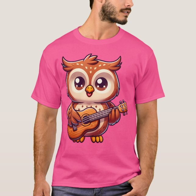 Uggla Spelar Guitar T Shirt (Framsida)