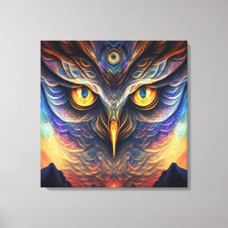 Uggla Spirit Animal Neon Wisdom Deep Connection Canvastryck