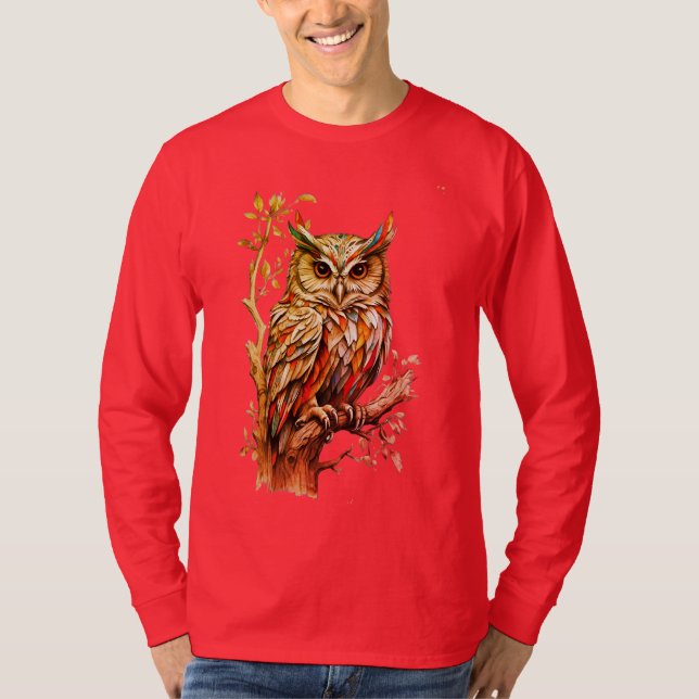 Uggla Spirit Totem Animal T Shirt (Framsida)