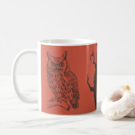 Uggla & Spooky Träd Illustration Mugg