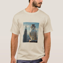 uggla står vid empire state byggande t-shirt