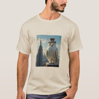uggla står vid empire state byggande t-shirt